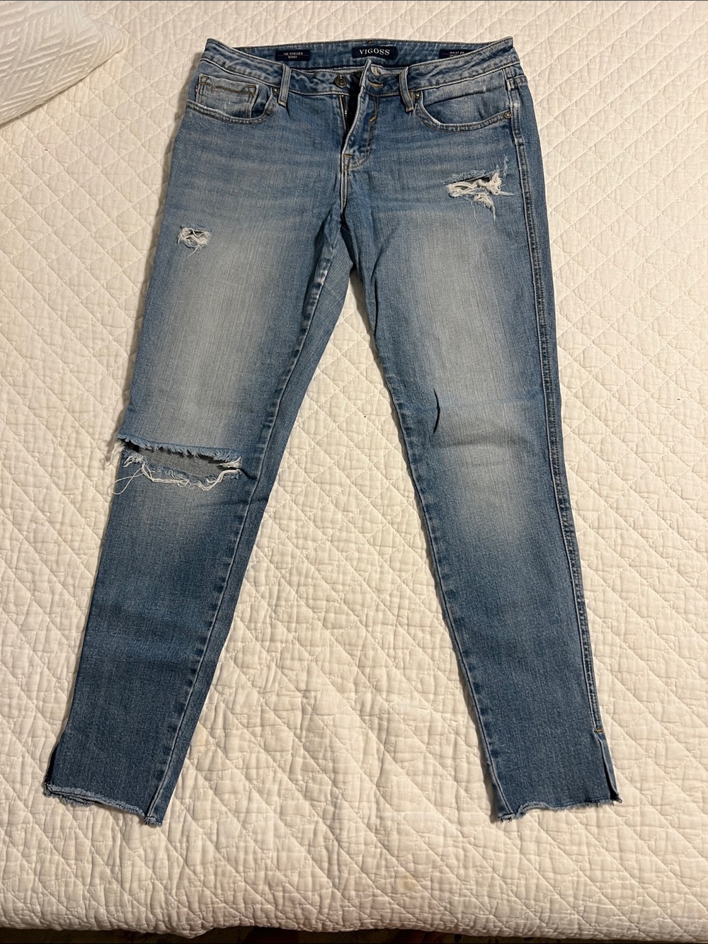 Vigoss The Chelsea Light Wash Distressed Skinny Jeans Sz 29
